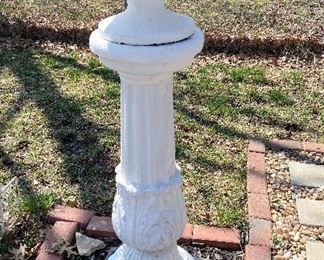 Garden pedestal and pot- Ornate heavy pedestal is $50 and the old round planter $25. These are very heavy!
