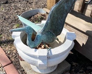 Old heavy Garden planter - $35. The garden copper bird is $35 (SOLD)