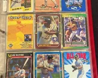 "Ken Griffey, Jr" baseball cards, 1987 Leaf, 1989 Don Russ Leaf, 1990 Fleer, 1993 Topps, (2) 1999 Upper Deck. "Mark McGwire" 1990 Don Russ Leaf, 1991 Score, 1997 Upper Deck - $30
