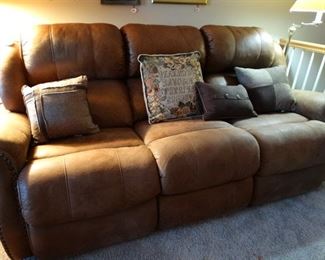 Leather electric reclining couch