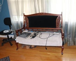 Wood and upholstered bench