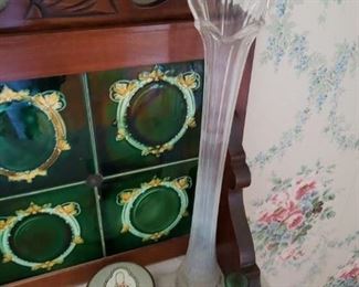 Vase, miniature green glass