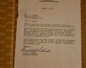 Letter in Lynchburg book