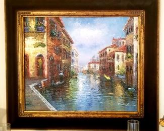 Oil painting of Venice canal