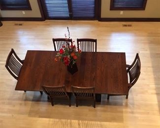 Nichols & Stone Dining Table and Chairs - Seats 12 with additional leaf