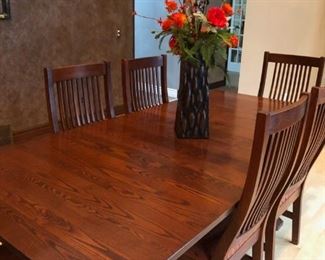 Nichols & Stone Dining Table and Chairs - Seats 12 with additional leaf