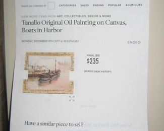  Tanallo Original Oil Painting “Boats in Harbor”