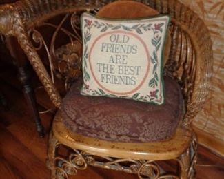 vintage wicker chair w/cane bottom
