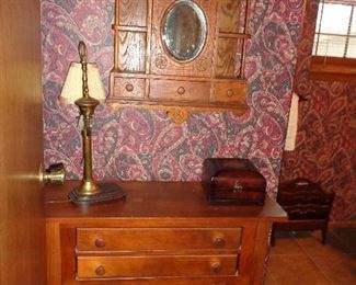 vintage wall piece and lamp table