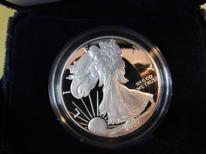Lot 1. 2007 Silver Eagle Boxed Proof