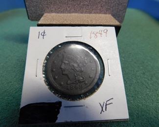 Lot 21. 1849 U.S. Large Cent(XF)