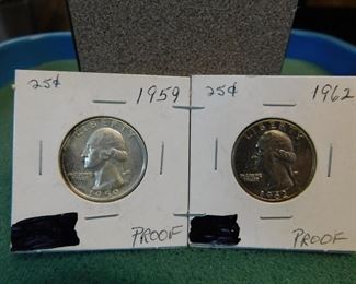 Lot 37. 1959,62  Silver Quarters(Proof)