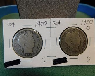 Lot 44. 1900, 1900-O Barber Half Dollars(G) 