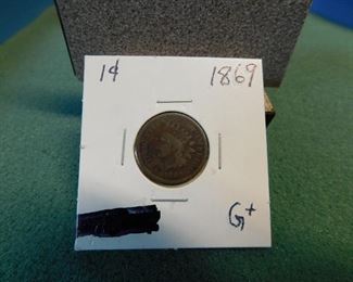 Lot 80. 1869 Indian Head Penny(G+)