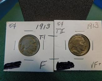 Lot 86. 1913 Type 1, 1913 Type 2 Buffalo Nickels 