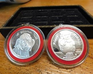 Lot 101. 2 One Ounce Silver Christmas Rounds