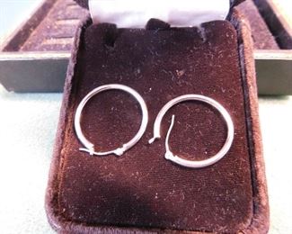 Lot 107. 14K White Gold Hoop Earrings