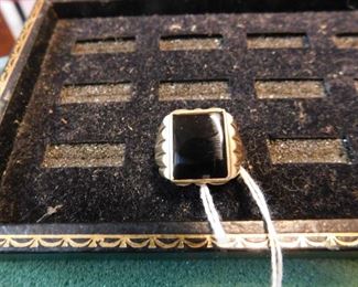 Lot 115. 10K Gold Onyx Ring(5.8 Grams/Size 11)