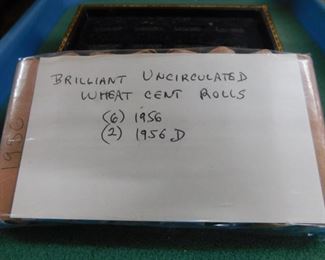 Lot 134. Brilliant Unc. Wheat Penny Rolls(6 1956, 2 1956 D)