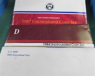 Lot 137. 1980, 1984, 1987 and 1990 U.S. Mint Unc. Sets