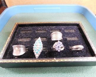 Lot 144. Group of 5 Sterling Rings