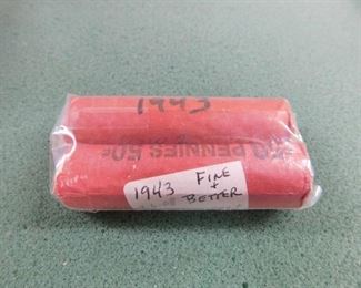 Lot 148. 2 Rolls 1943 Wheat Pennies