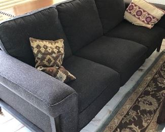 Lawrence Grey Flannel Modern Sofa - ethnic pillows