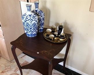 Weimar Chocolate Set and inlaid marquetry table