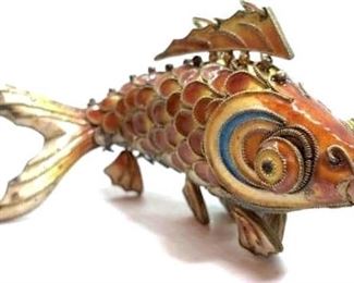 Enamel Cloissone on Sterling Fish Charm
