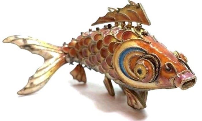 Enamel Cloissone on Sterling Fish Charm
