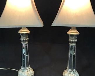 Pair Venetian Mirror Table Lamps
