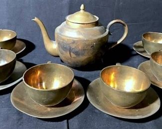 Vintage Brass Tea Set
