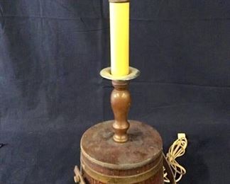 Vintage Wooden Bucket Lamp
