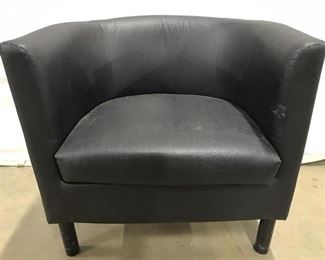 Black Toned Faux Leather Barrel Arm Chair
