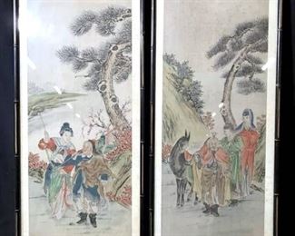 Lot 2 Vintage Framed Asian Paintings On Silk
