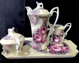 Ceylon Green & Rose Porcelain Tea Set Serverware
