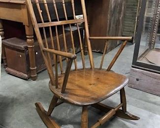 Vintage Wooden Spindle Back Rocking Chair
