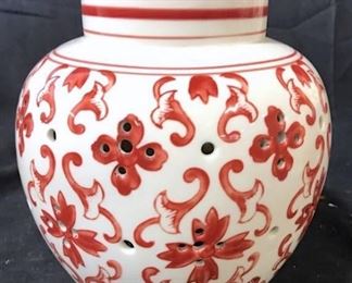 Porcelain Ginger Jar W Pierced Detail
