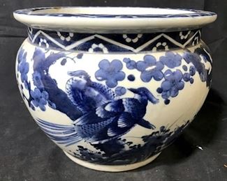 Signed Vintage Antique Porcelain Asian Planter

