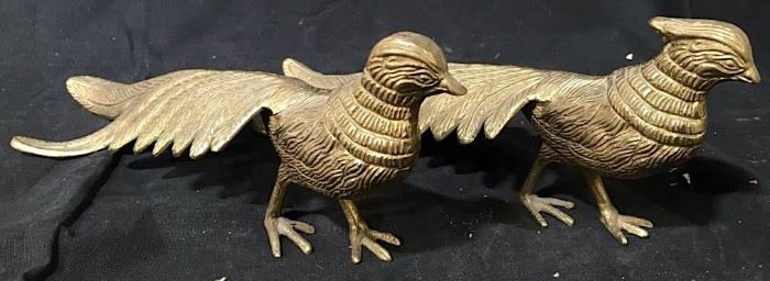 Pair Vintage Brass Pheasant Figures
