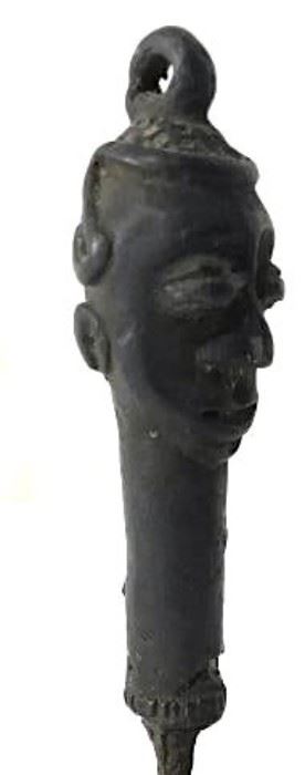 African Bronze Head Figural On Stand
