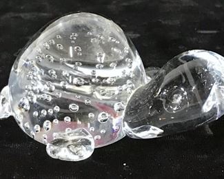 Bubble Glass Turtle Paperweight Desk Acc.

