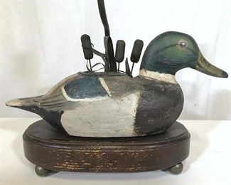 Antique Painted Mallard Duck Lamp
