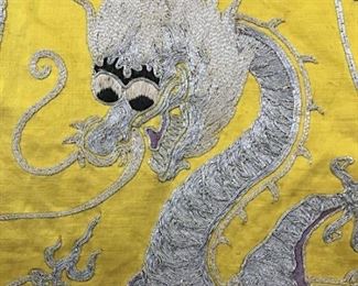 Vintage Chinese Embroidered Silk Tapestry
