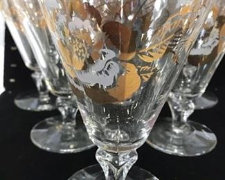 Set 8 Gilt Painted Cocktail/Wine Glasses
