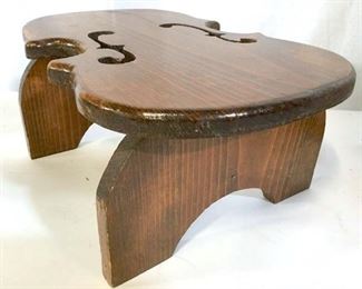 Vintage Carved Wooden Violin Style Footstool
