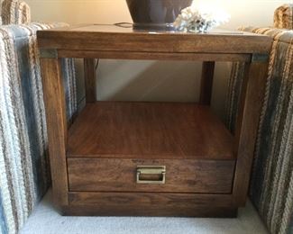 Occasional Table 26" x 26" w/Glass Top and Lower Storage Drawer by Drexel Furniture