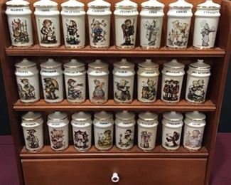 Collectible Hummel Spice Jars and Hanging Rack