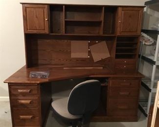 Laminated Pressed Wood Desk with Hutch and Chair