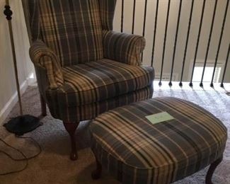 Plaid Armchair and Foot Rest by Park Place